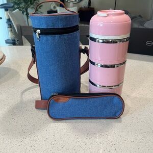 New Blue and Pink Insulated Lunch Set